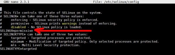 Nội dung file config của selinux
